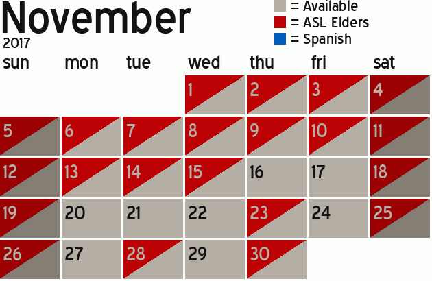 Missionary Dinner Calendar