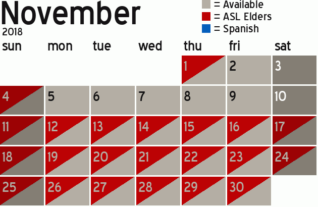 Missionary Dinner Calendar
