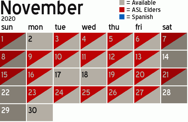 Missionary Dinner Calendar