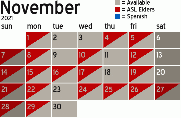 Missionary Dinner Calendar