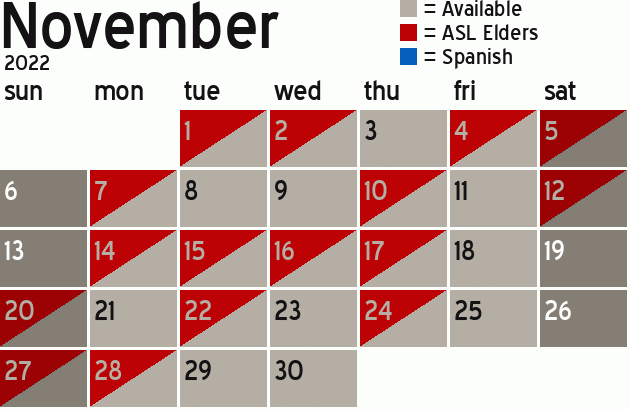 Missionary Dinner Calendar