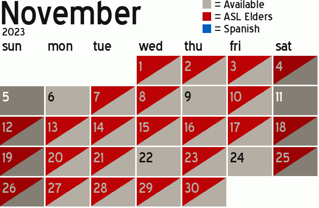 Missionary Dinner Calendar