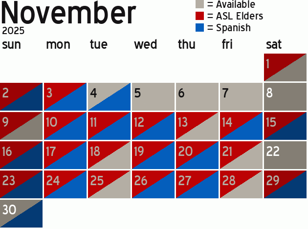 Missionary Dinner Calendar