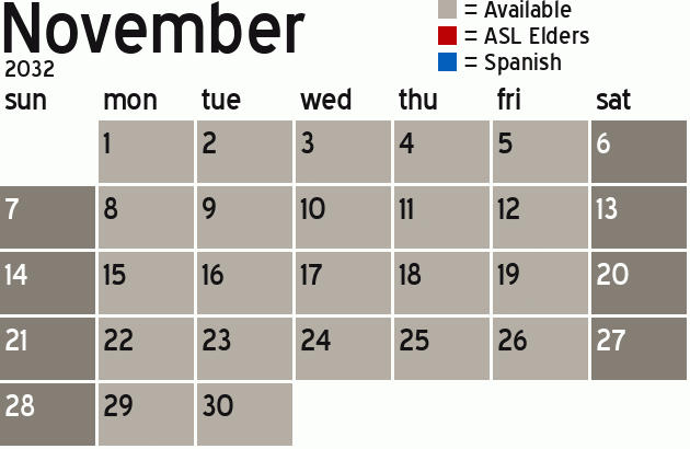 Missionary Dinner Calendar