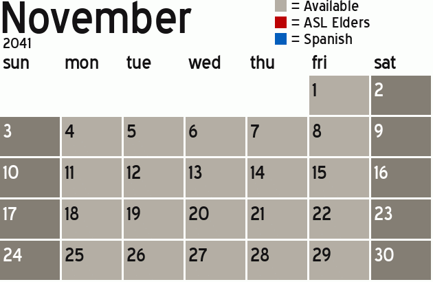 Missionary Dinner Calendar