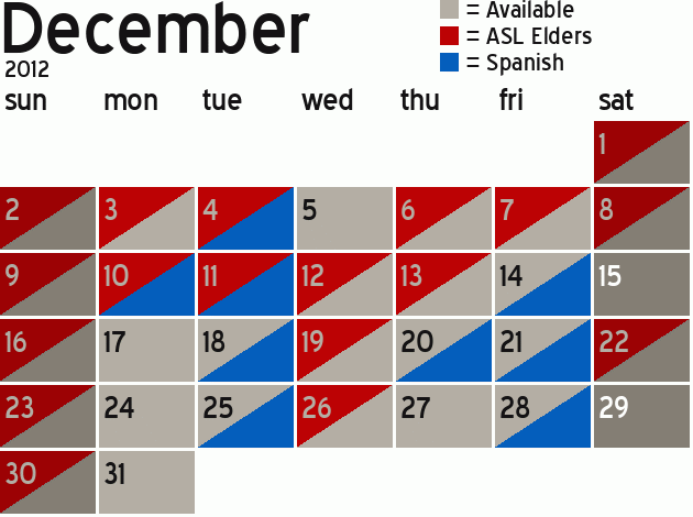 Missionary Dinner Calendar