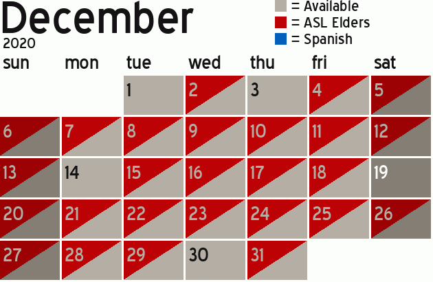Missionary Dinner Calendar