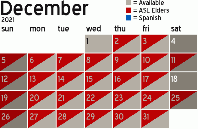 Missionary Dinner Calendar