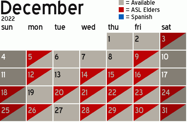 Missionary Dinner Calendar