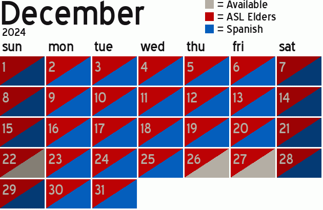 Missionary Dinner Calendar