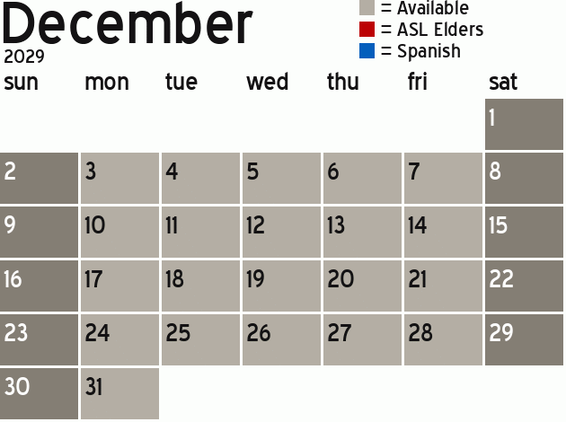 Missionary Dinner Calendar