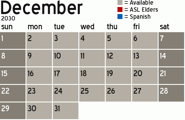 Missionary Dinner Calendar